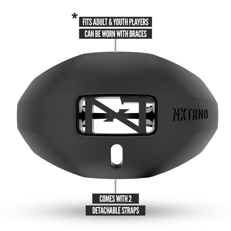 Nxtrnd One Football Mouth Guard, Breathable Mouthpiece, 2 Straps Included, Fits Adult & Youth (Black) Black - BeesActive Australia