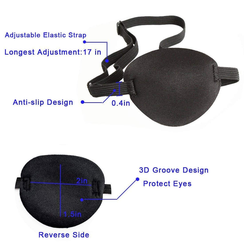 Pirate Eye Patches 2 Pack Adjustable Amblyopia Lazy Eye Patches for Adults and Children, Black - BeesActive Australia