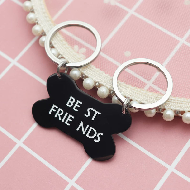 Eilygen Best Friends Bone Dog Tag Keychain Set Dog Friends Collar Tag Puppy Owner Lover Gifts Dog Gifts Best Friends Black - BeesActive Australia