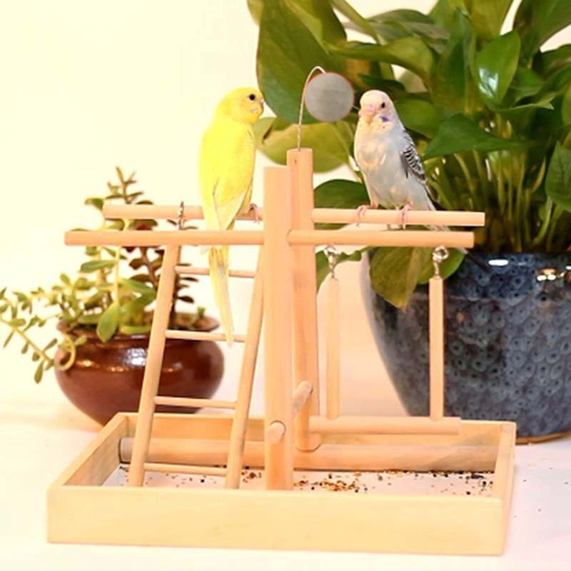 Joyeee Parrot Perches for Large Birds, Bird Wooden Playpen, Parakeet Perch Pet Birds Playpen Toys, Bird Rope Perch, Bird Balls, Large Medium Small Birds Wooden Play Gym #8 - BeesActive Australia