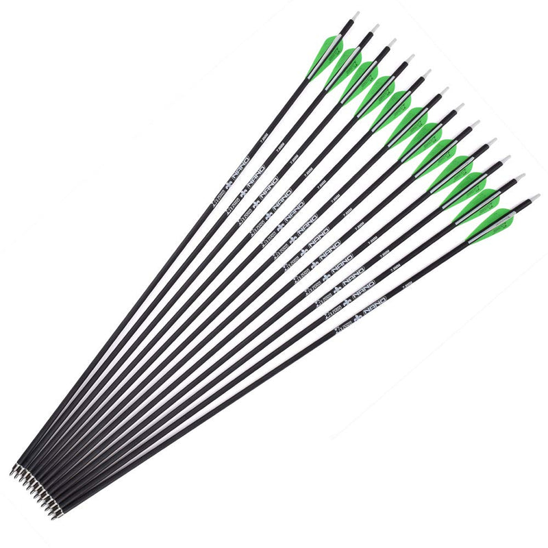 Archery 30Inch Carbon Arrow Practice Hunting Arrows with Removable Tips for Compound & Recurve Bow green 12 pcs - BeesActive Australia