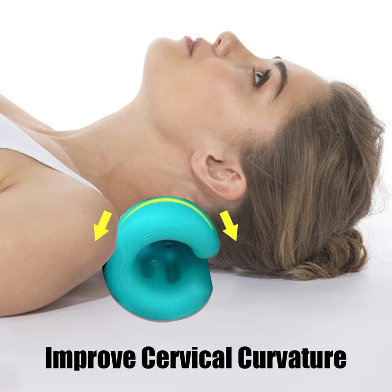 Neck Stretcher Neck Cloud - Cervical Traction Device for Neck Pain Relief, Neck Hump Corrector Pillow, Neck Support, Neck and Shoulder Relaxer for TMJ Pain Relief and Cervical Spine Alignment(Teal) Teal - BeesActive Australia