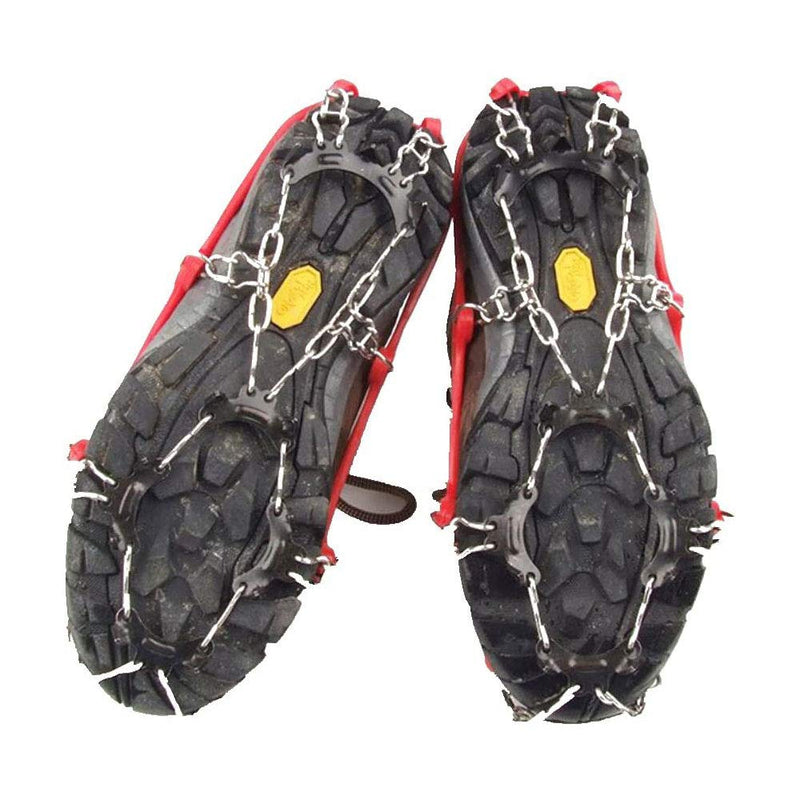 YOUFINE 11 Teeth Crampons Outdoor Anti Slip Shoes Cover Ice Claws with Stainless Steel Chain for Kids Children Teenagers, with Carry Bag for teenagers - BeesActive Australia