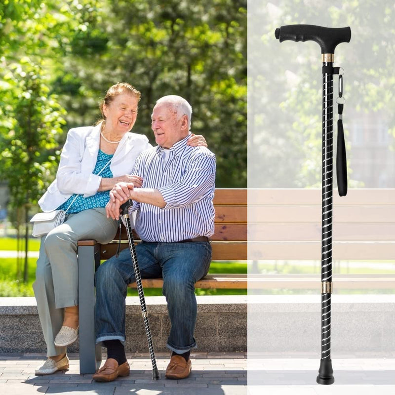 OOCOME LED Light Aluminium Walking Stick With Rubber Ferrule Adjustable Walking Cane for Men Women Arthritis Seniors Disabled and Elderly - BeesActive Australia