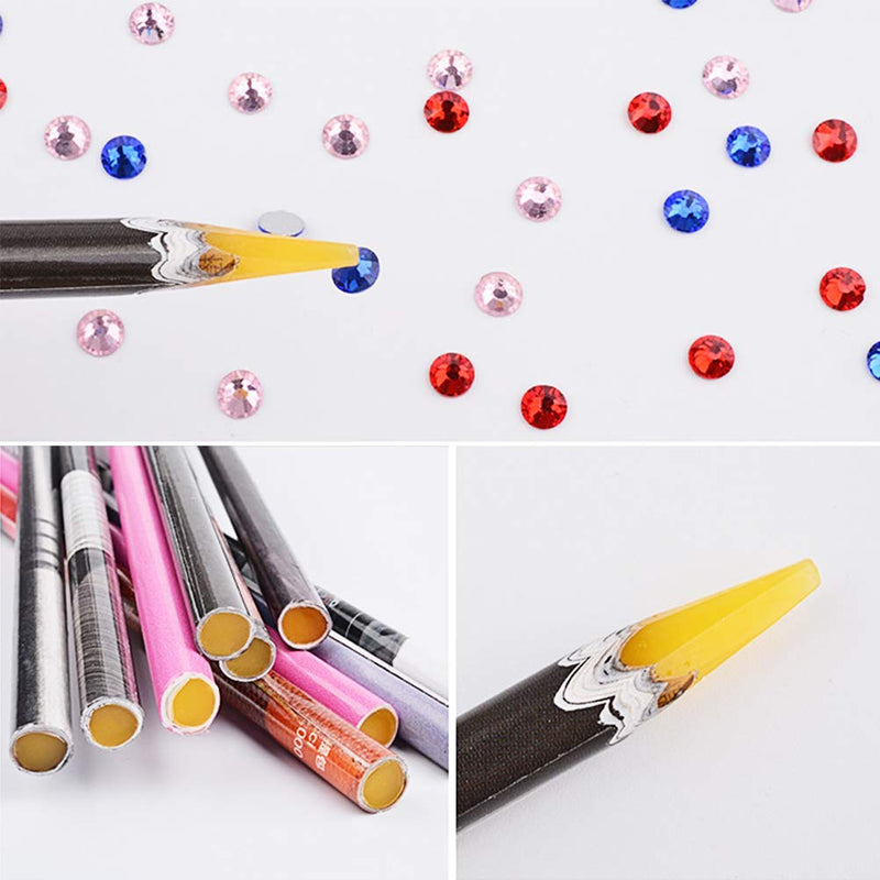 Nail Art Picker Resin Pencil Rhinestones Dotting Pick up Self Adhesive Tool Wax Pen 10Pcs Rhinestones Picker Wax Pencil 10Pcs - BeesActive Australia