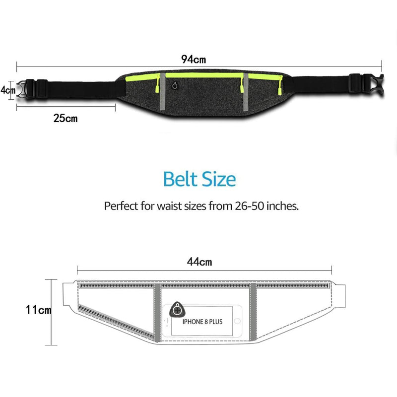 Sports Waist Pack, Ultra Slim Bounce Pouch Fitness Workout Belt Exercise Bag for Hiking Cycling Climbing, Support Up to 6.9" Smartphone Running Gym Marathon Cycling (Grey) Grey - BeesActive Australia