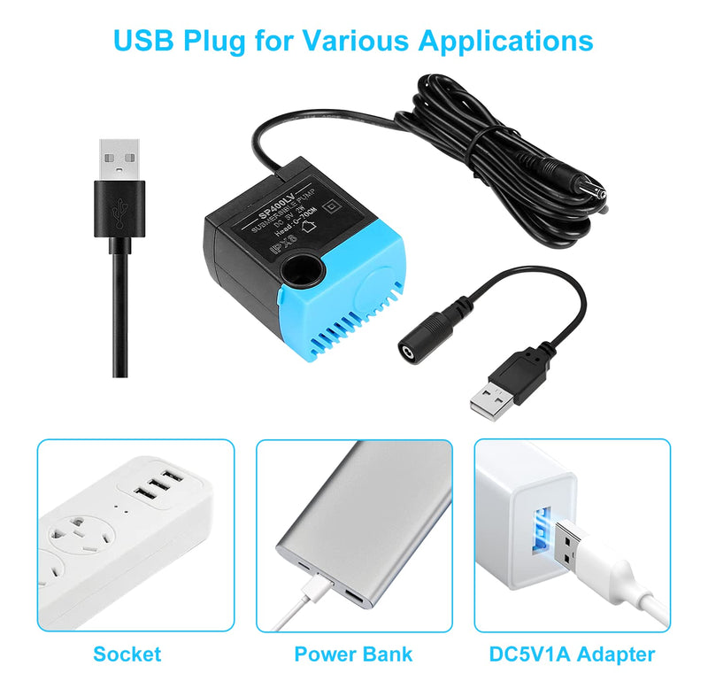 Carcent Cat Water Fountain Pump, SP-400LV USB Plug Replacement Pump Compatible with Drinkwell Ceramic, Butterfly, Seaside, Stainless Steel, 360 Plastic Pet Water Fountain (No USB Adapter) No usb adapter - BeesActive Australia