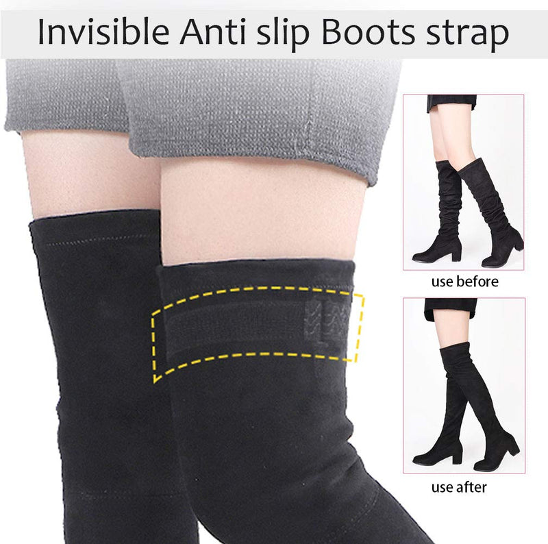 [AUSTRALIA] - KIKIGOAL 2 Pair Knee Boots Straps with 20 pcs Velcro Elastic Adjustable Boots Straps, Comfortable and Easy to Use Keeping Boots no Fall Off (2 Pair) 