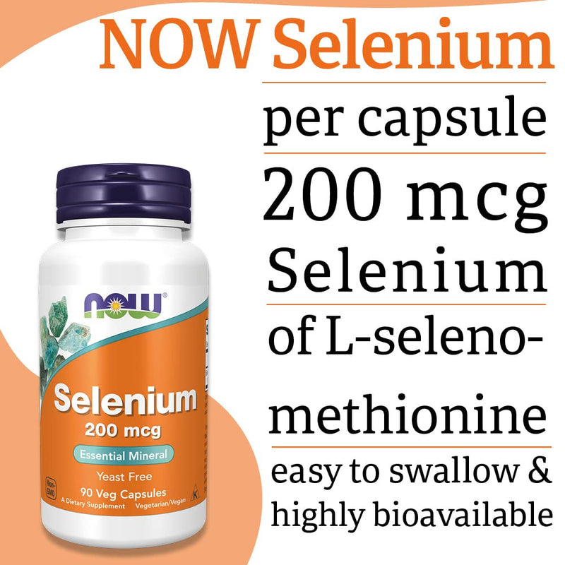 Now Foods, Selenium, 200mcg, 90 Vegan Capsules, Lab-Tested, Trace Element, Selenium, Gluten Free, SOYA Free, Vegetarian - BeesActive Australia