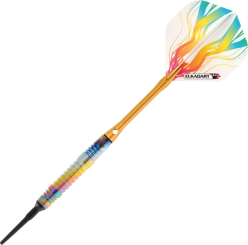 Elkadart Rainbow 90% Tungsten Soft Tip Darts with Storage/Travel Case Shark Fin (18 Grams) - BeesActive Australia