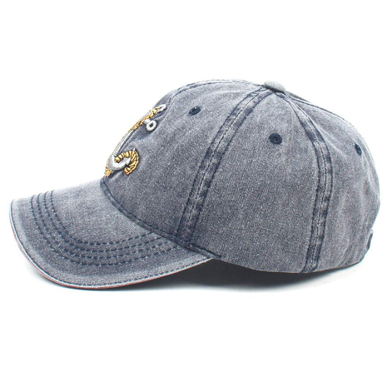 XRDSS Anchor Embroidered Cotton Washed Dad Hat Distressed Retro Baseball Hat Navy - BeesActive Australia