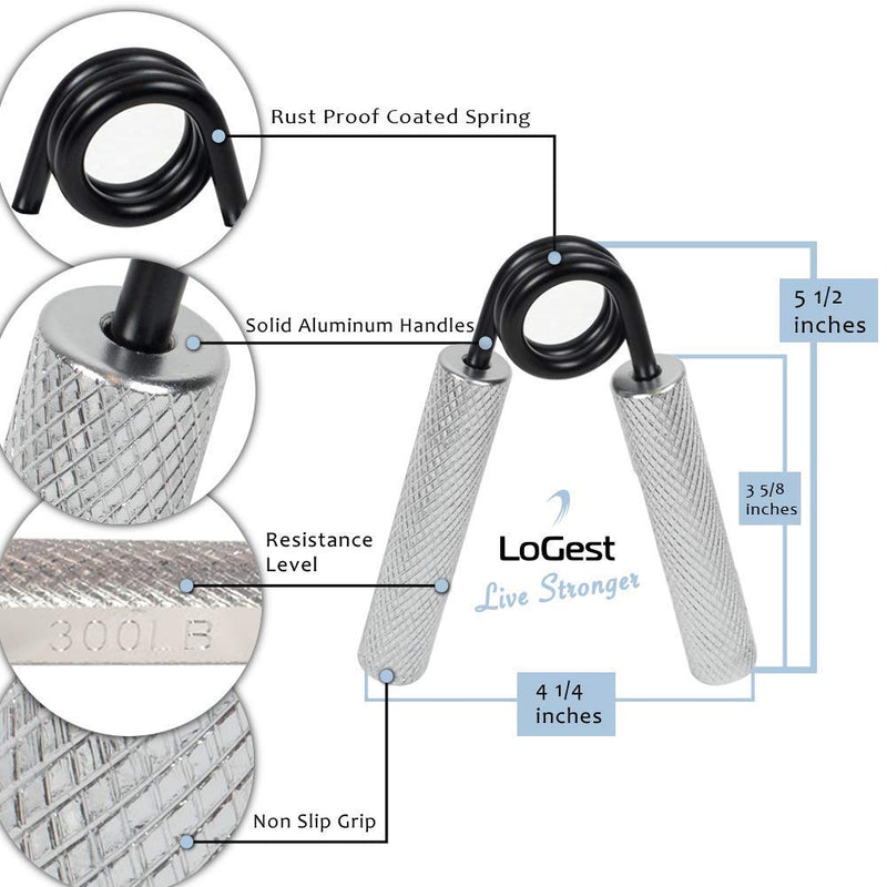 Logest Metal Hand Grip Strengthener 100LB-350LB No Slip Heavy-Duty Grip Strengthener with Gift Box, Great Wrist & Forearm Hand Exerciser, Home Gym, Hand Gripper Grip Strength Trainer Silver - 100LB - BeesActive Australia