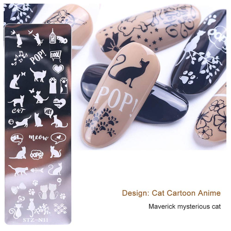 WOKOTO 6Pcs Nail Art Stamping Plates Set Cute Cartoon Nail Image Stamping Plate Manicure Template Nail Art Tools - BeesActive Australia