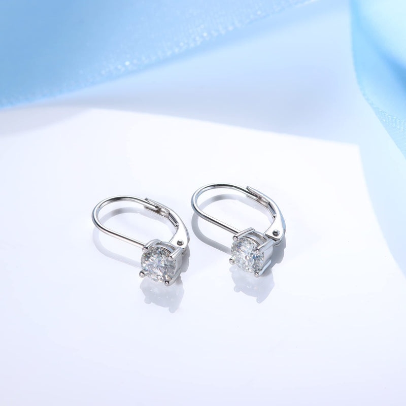 Blahanna Moissanite Earrings,1.0ct-2.0ct D Color Brilliant Round Cut Lab Created Diamond Earrings 18K White Gold Sterling Silver Dangle Earrings Moissanite Leverback Drop Earrings 1.0 carats(0.5ct*2) - BeesActive Australia