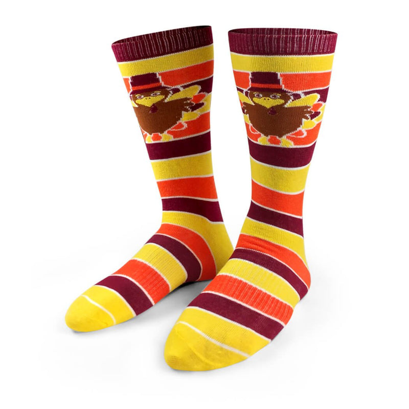 Run Now Gobble Later (Yellow/Orange/Brown) Printed Mid Calf Socks | Running Socks by Gone For a Run | Multiple Sizes One Size - BeesActive Australia