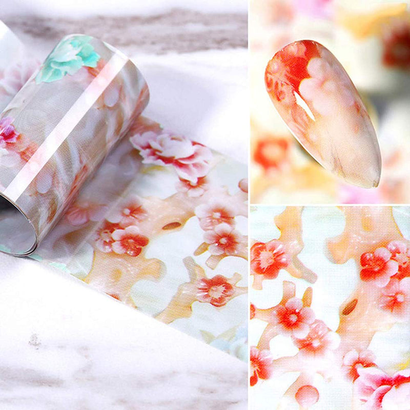 Marble Nail Foil Transfer Stickers, Marble Nail Foils Marble Nail Art Stickers Holographic Starry Sky Nail Decals Wraps for Nail Decoration(4Boxes) - BeesActive Australia