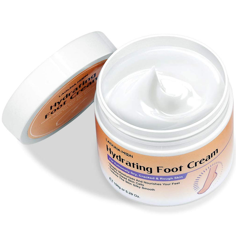 Lagunamoon Foot Cream for Dry Cracked Feet, Urea, Vitamin E & Hyaluronic Acid Foot Moisturizer for Dry Skin, Rough, Calloused, Cracked Feet Repair and Soften, Non-Greasy & Fast Absorbing, 5.3 oz - BeesActive Australia