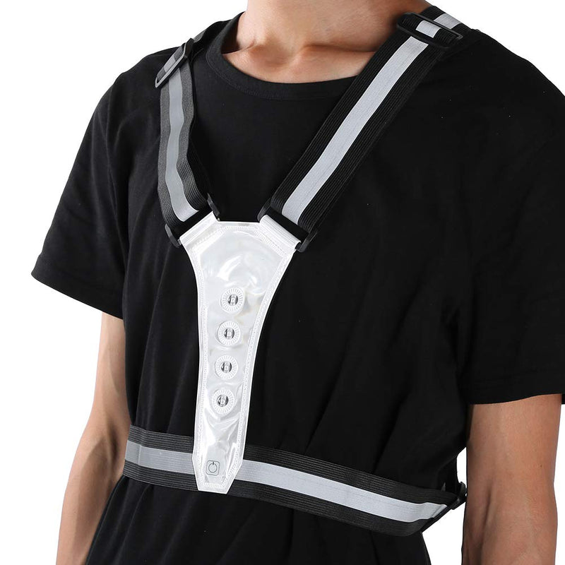 Alomejor Led Safety Vest High Visibility Reflective Running Vest with Adjustable Waist for Night Light Jogging Biking Cycling Black White - BeesActive Australia
