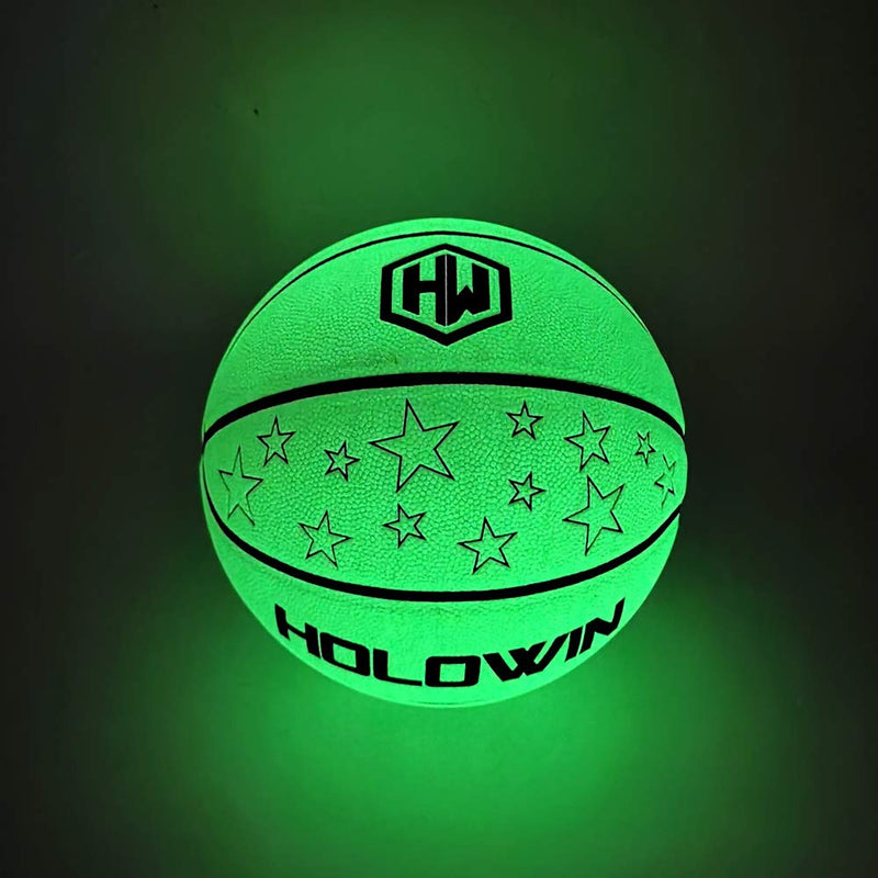 HOLOWIN Luminous Basketball Light Up in The Dark Balls for Night Training Games for Men, Women & Kids White / Luminous Size 7 (29.5 in) - BeesActive Australia