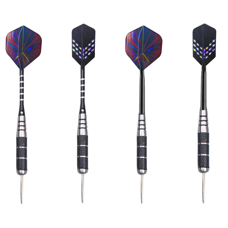 [AUSTRALIA] - WINSDART Steel Tip Darts Set 12 Pack 22 Grams with Nonslip Iron Barrel Aluminum Dart Shafts 2 Style Flights and Darts Sharpener, Gift Case Black 