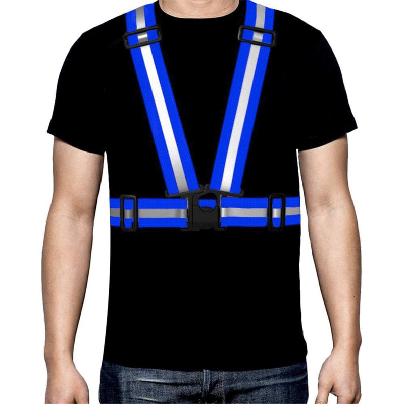 YSSAFE Reflective Running Vest Gear Elastic Adjustable Safety Reflective Vest Straps Belt Jogging Walking Blue 2 Pack - BeesActive Australia