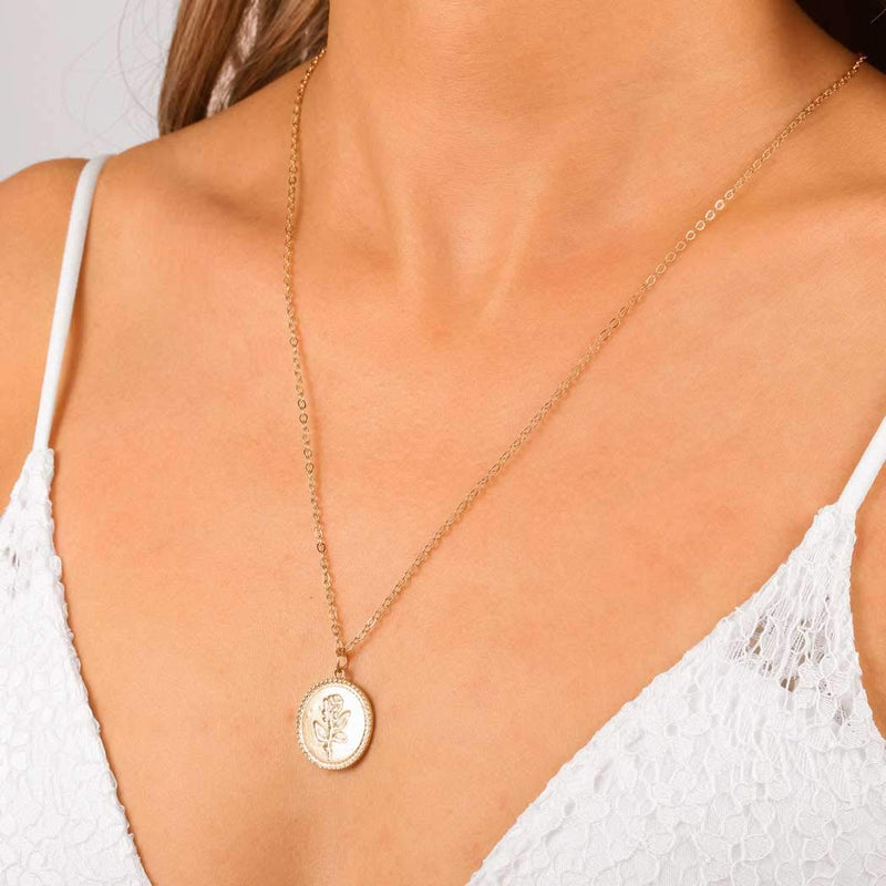 Jovono Boho Necklace Gold Coin Pendant Necklace Chain Flower Necklace Jewlery for Women and Girls - BeesActive Australia