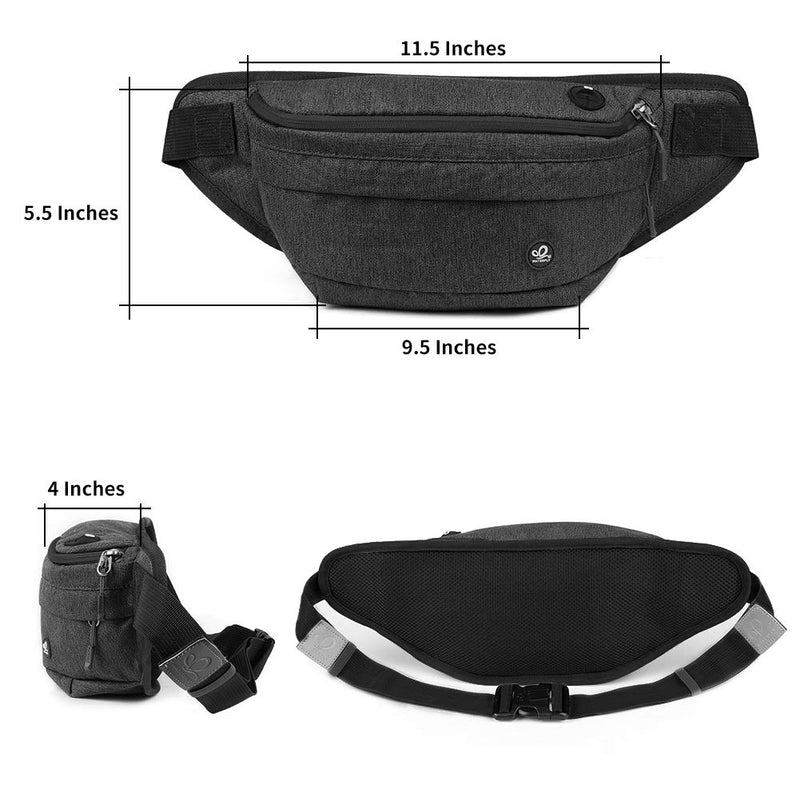 [AUSTRALIA] - WATERFLY Fanny Pack for Men Women Water Resistant Large Hiking Waist Bag Pack Carrying All Phones for Running Walking Traveling Black 