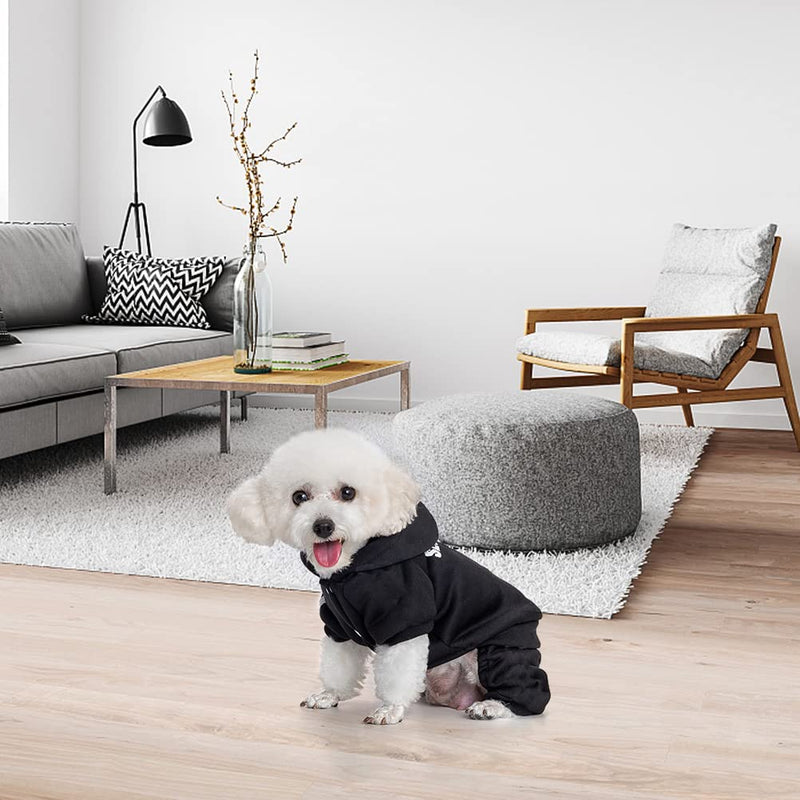 BINGPET Puppy Dog Sweatshirt Hoodies - Security Patterns Printed Black Warm Hoodie for Small to Medium Dogs - Pet Dog Sport Apparel with White Stripe Christmas Dog Pajamas - BeesActive Australia