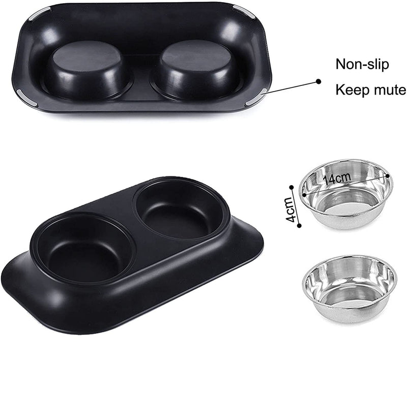 SUOXU Cat Bowls, Protect The Cervical Spine 15° Inclined Double Bowl Cat Food Bowl, Anti-Skid&Anti-Spill Cat Dog Water Bowl, Suitable for Pet Feeding Bowl for Cats and Small Dogs Double bowl set - BeesActive Australia