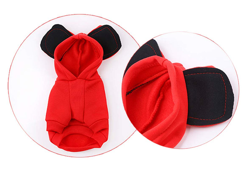 Xiaoyu Pet Dog Hooded Clothes Apparel Puppy Cat Warm Hoodies Coat Sweater for Small Dogs with Cute Hat, L Red - BeesActive Australia