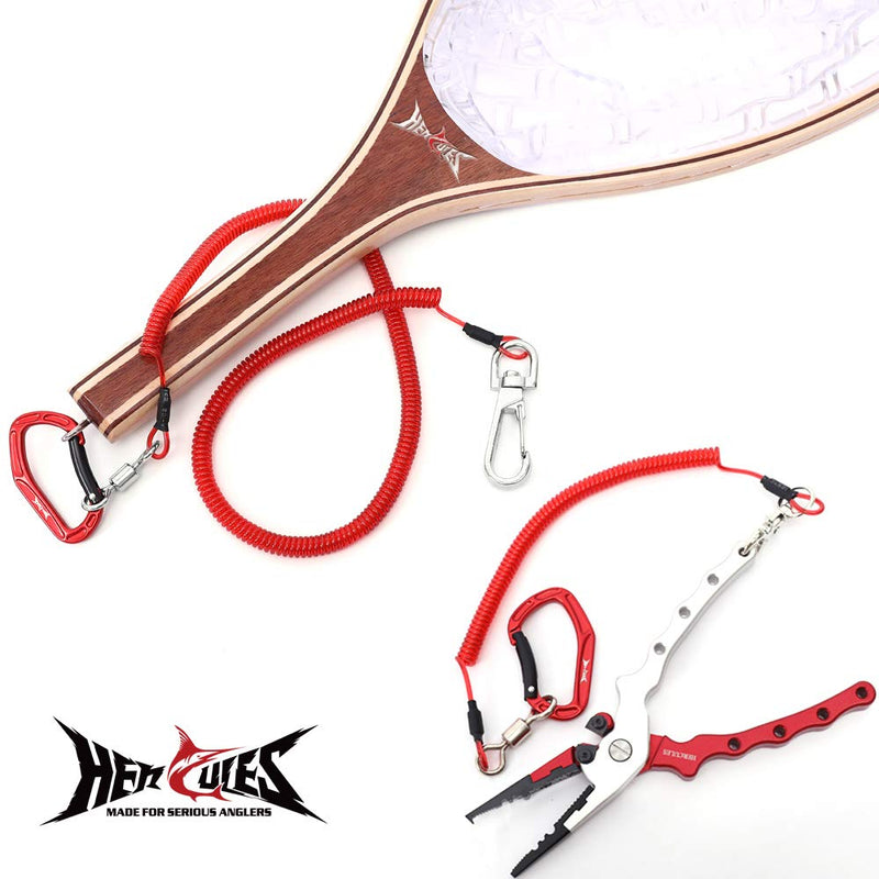 HERCULES M4 Heavy Duty Fishing Lanyard, Coiled Lanyard for Fishing, Rods, Pliers, Boating, Paddles, Kayak Pack of 2 Red (17.7" Plus, 5.9") - BeesActive Australia