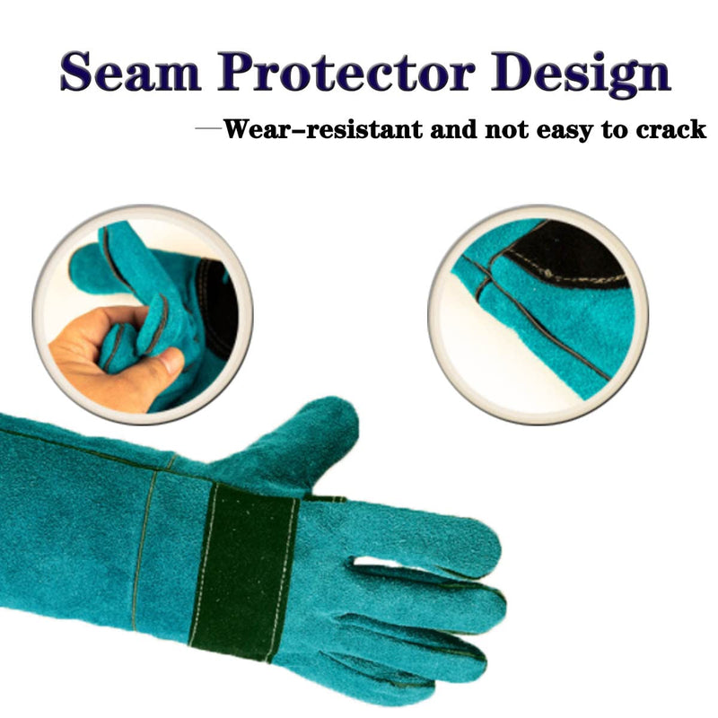Animal Handling Glove Anti Scratch Protective Gloves for Training Dogs Cat Bird Snake Parrot Lizard Wild Animals Reptiles - Bite Resistant Gloves (Blue) - BeesActive Australia
