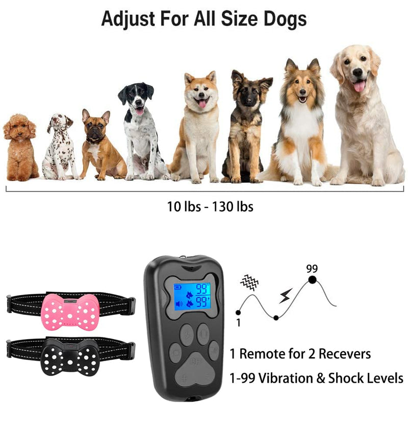 Shock Collar 3000Ft Remote Range Dog Training Collar with Beep Vibration and Shock, for Small Medium Large Dogs Training Collar Black+Pink - BeesActive Australia