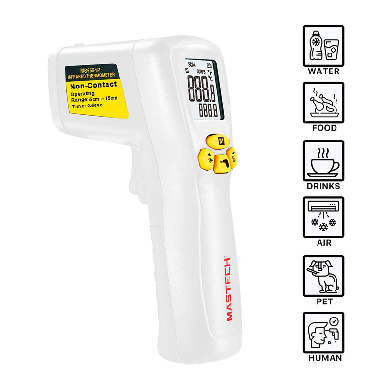 Mastech MS6591P Infrared Digital Thermometer Non-Contact Forehead with 2 measurement modes: Body (32ºC-42ºC) and Surface (0ºC-100ºC) - BeesActive Australia