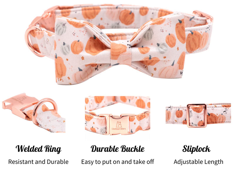 Lionheart glory Premium Dog Collars, Bowtie Dog Collar, Adjustable Heavy Duty Dog Collar with Bow for Small Medium Large Dogs Collar&Bow-S A:1Halloween pumpkin - BeesActive Australia