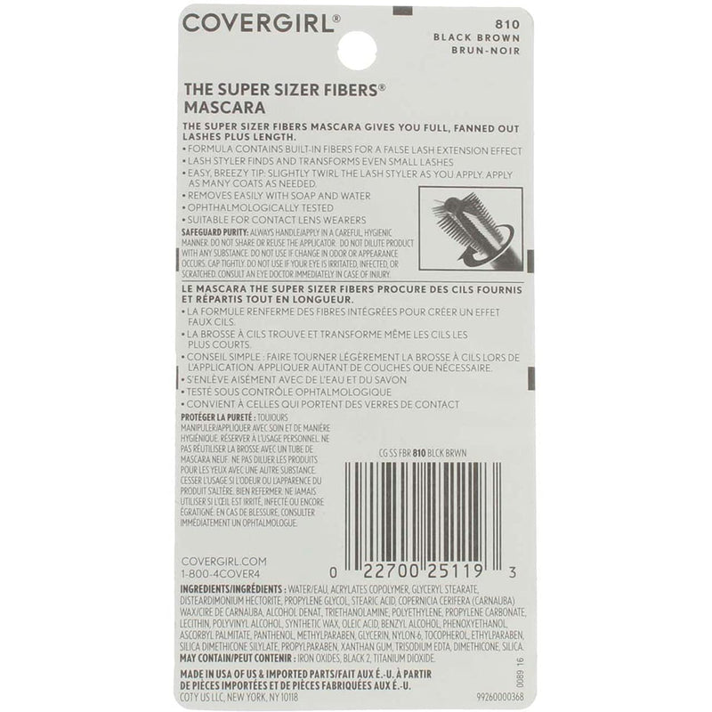 COVERGIRL The Super Sizer Fibers Mascara Black Brown .35 fl. oz. (Pack of 2) - BeesActive Australia