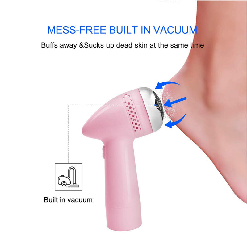 Electric Pedicure Foot File Callus Remover- Portable Vacuum Adsorption Foot Grinder Best Pedicure Tools Double Head Professional Feet Care Sander for Cracked Heels and Hard Skin White - BeesActive Australia