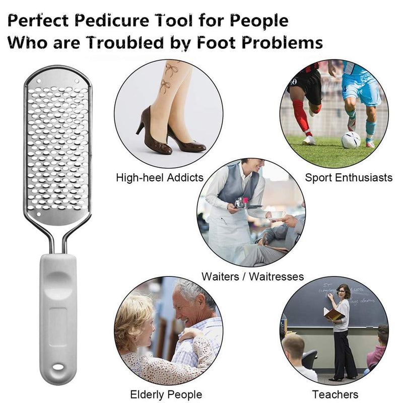 Huakai Pedicure Foot File Callus Remover - Best Foot care pedicure metal surface tool to remove hard skin. Surgical grade stainless steel file - BeesActive Australia