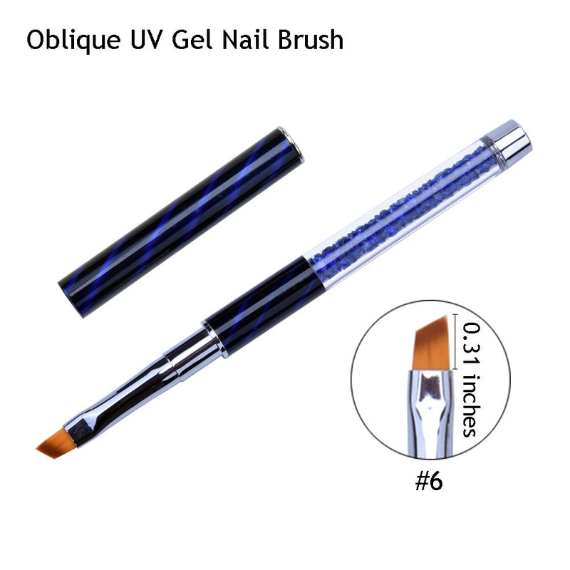 Ycyan 4Pcs UV Gel Nail Brush Set Rhinestone Handle Nylon Brushes Kit Professional Nail Art Tools - BeesActive Australia