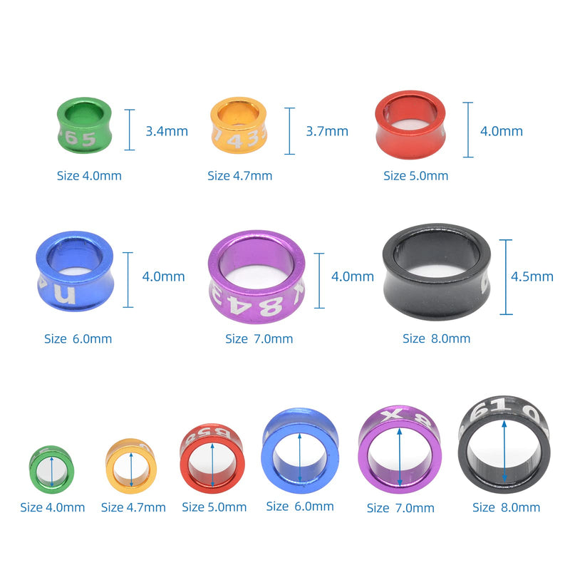 PFCKF Bird Foot Ring Bird Leg Ring Aluminum Dosed Bird Leg Ring Identification Pigeon Training Ring for Hibiscus Birds, Parrots, Peonies, Pigeons, Etc. Mixed Colors 50 Pieces Per Pack 6.0 - BeesActive Australia