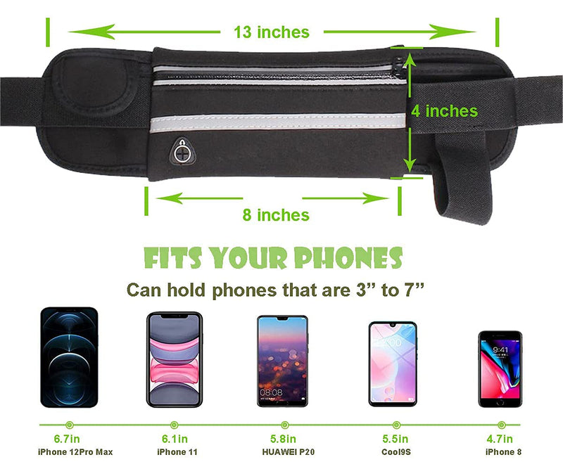 Running Belt for Women & Men, Slim Fanny Pack Bounce Free Waist Pack Waterproof for Jogging Gym Hiking, Fits Large Phone, with Headphone Port & Reflective Running Armband - BeesActive Australia