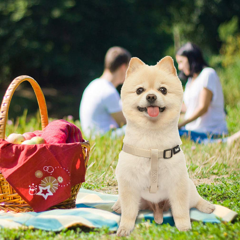 PUPTECK No Pull Dog Harness Soft Adjustable Basic Nylon Step in Puppy Vest Outdoor Walking with ID Tag Small Cream - BeesActive Australia