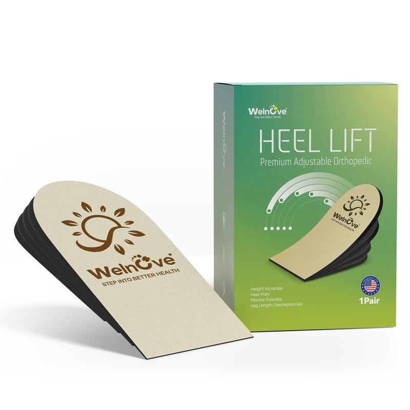 Adjustable Heel Lifts for Shoes, Welnove 4-Layer 1/4" Orthopedic Height Increase Insoles for Achilles Tendonitis, Heel Pain, Leg Length Discrepancy, Plantar Fasciitis, Shoe Insert 1/2" 3/4" 1"(1 Pair) - BeesActive Australia