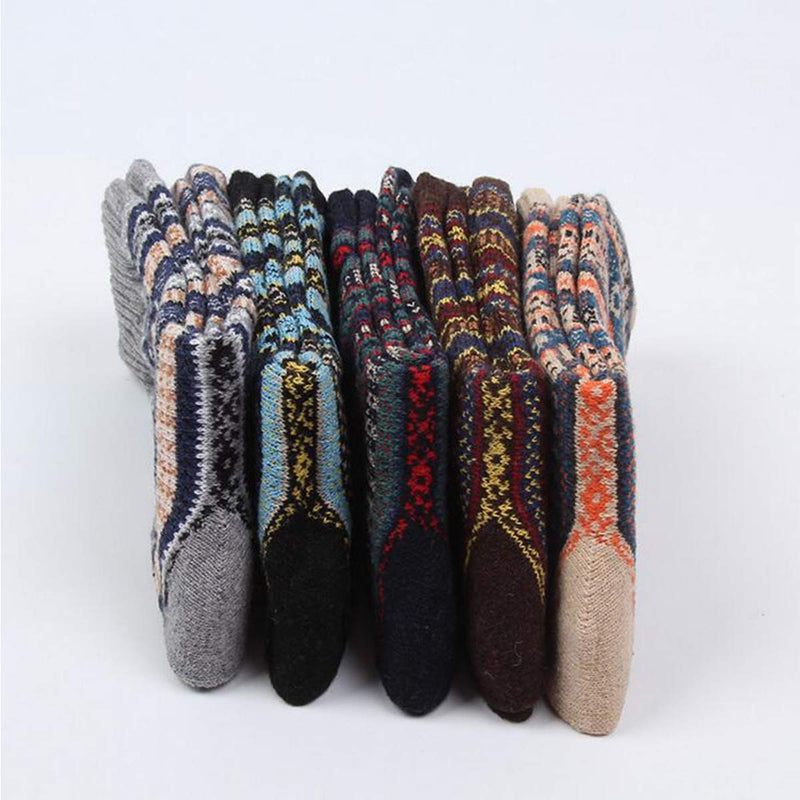 Zando Athletic Sports Knit Pattern Womens Winter Socks Crew Cut Cashmere Retro Thick Warm Soft Wool Socks Long Hiking Socks One Size Combination - BeesActive Australia