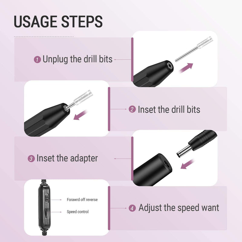 Professional Electric Nail Drill Machine Nail Drill Kit For Acrylic, Gel Nails, Manicure Pedicure Polishing Shape Tools with 11Pcs Nail Drill Bits(Black) - BeesActive Australia