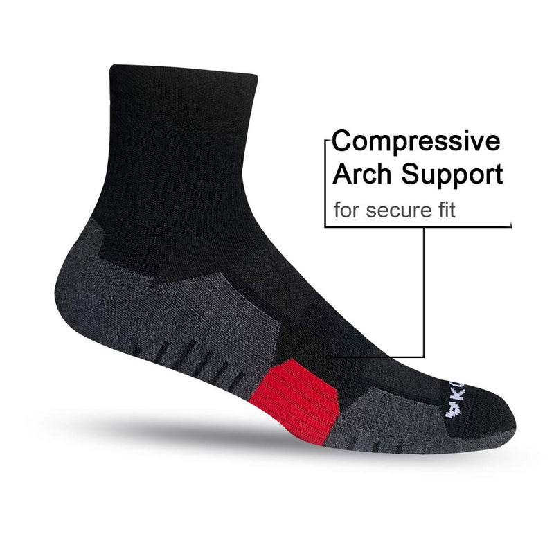 [AUSTRALIA] - AKOENY Men's Performance Athletic Quarter Socks for Sport Walking Tennis (6 Pack) Shoe Size: 6-12 Black 