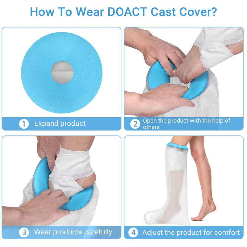 Waterproof Cast Cover,DOACT Adult Short Legs in Blue Diving Material Rings Shower Protective Sleeve Finger Wound Fits Women Men Adult P2204 66cm - BeesActive Australia