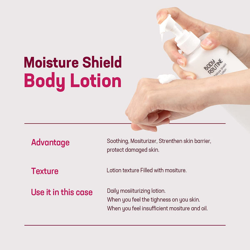 Body Routine Moisture Shield Body Lotion (13.52 fl oz)| Hyaluronic acid Body Moisturizer | Long Lasting Hydrating Moisturizer for sensitive skin | No scent body lotion | face and body lotion - BeesActive Australia