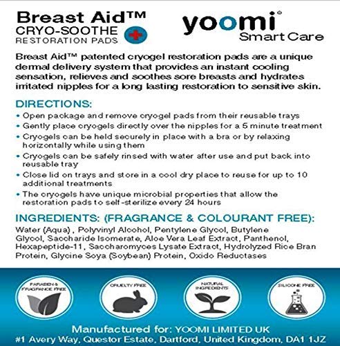 Breast Aid Patented Cryogels, Breastfeeding Essential, Instant Cooling Sensation, Relieves & Soothes Sore Breasts with All Natural Ingredients by restoring 50% of the skin hydration in 5 minutes - BeesActive Australia