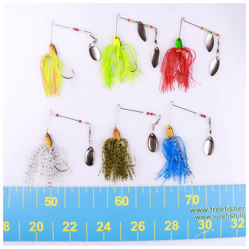 [AUSTRALIA] - Bass Spinnerbait,6 Pcs Fishing Lures Spinner Baits,Fishing Hard Spinner Lures, Bass Trout Salmon Hard Metal Spinnerbait by Free Fisher 